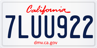 CA license plate 7LUU922