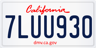 CA license plate 7LUU930
