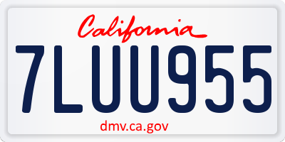 CA license plate 7LUU955