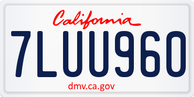 CA license plate 7LUU960