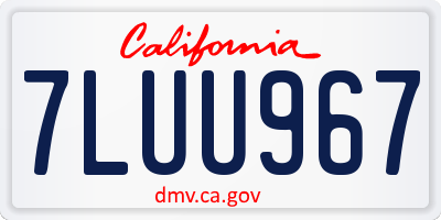 CA license plate 7LUU967