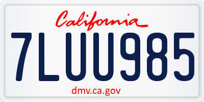 CA license plate 7LUU985