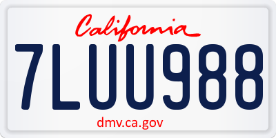 CA license plate 7LUU988