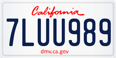 CA license plate 7LUU989
