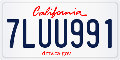 CA license plate 7LUU991