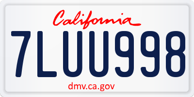 CA license plate 7LUU998