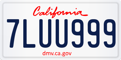 CA license plate 7LUU999