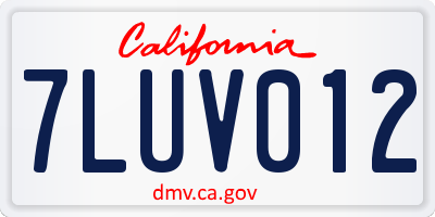 CA license plate 7LUV012