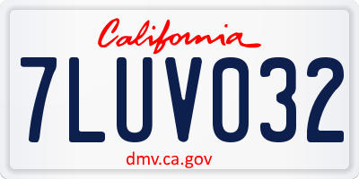 CA license plate 7LUV032