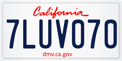 CA license plate 7LUV070