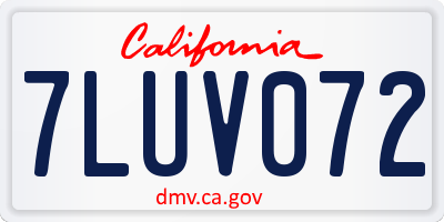 CA license plate 7LUV072