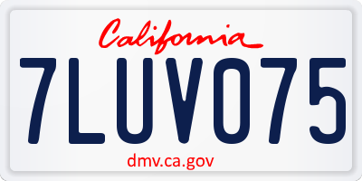 CA license plate 7LUV075