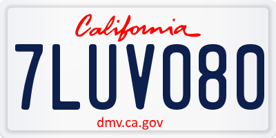 CA license plate 7LUV080