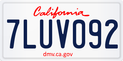 CA license plate 7LUV092