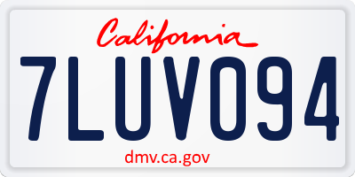 CA license plate 7LUV094