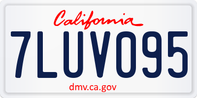 CA license plate 7LUV095