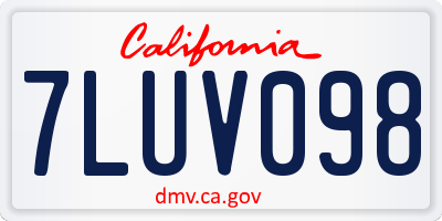 CA license plate 7LUV098