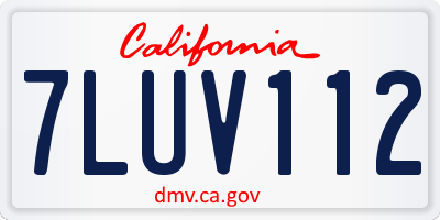 CA license plate 7LUV112