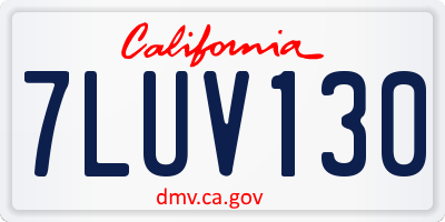CA license plate 7LUV130