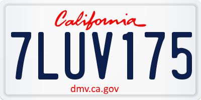CA license plate 7LUV175