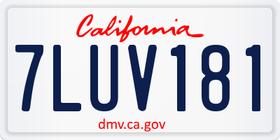 CA license plate 7LUV181