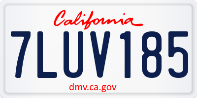 CA license plate 7LUV185