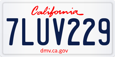 CA license plate 7LUV229