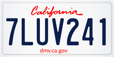 CA license plate 7LUV241