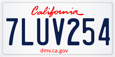 CA license plate 7LUV254