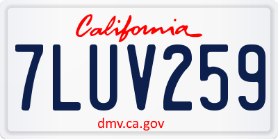 CA license plate 7LUV259