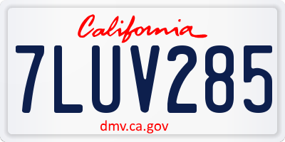 CA license plate 7LUV285