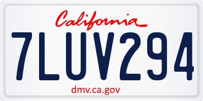 CA license plate 7LUV294