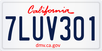 CA license plate 7LUV301