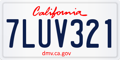 CA license plate 7LUV321