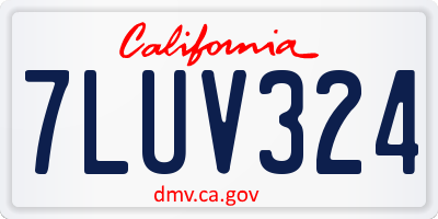 CA license plate 7LUV324