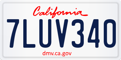 CA license plate 7LUV340