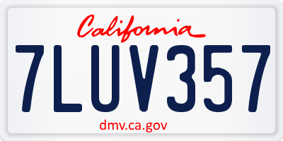 CA license plate 7LUV357
