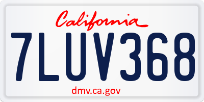 CA license plate 7LUV368