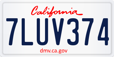 CA license plate 7LUV374
