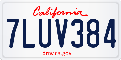 CA license plate 7LUV384