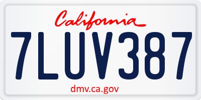 CA license plate 7LUV387
