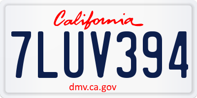 CA license plate 7LUV394