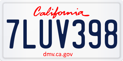 CA license plate 7LUV398