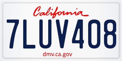 CA license plate 7LUV408