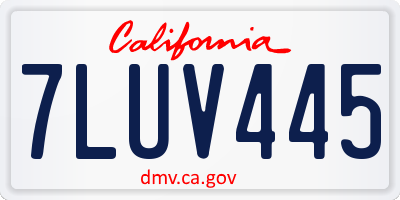 CA license plate 7LUV445