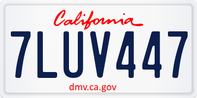 CA license plate 7LUV447