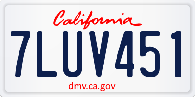 CA license plate 7LUV451