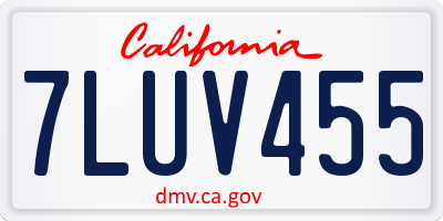 CA license plate 7LUV455