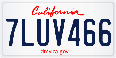 CA license plate 7LUV466