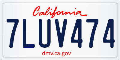 CA license plate 7LUV474